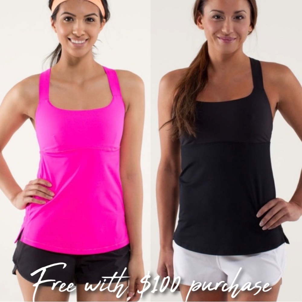 2 x Lululemon-Track And Train Tanks PINK & BLACK | Sz 6